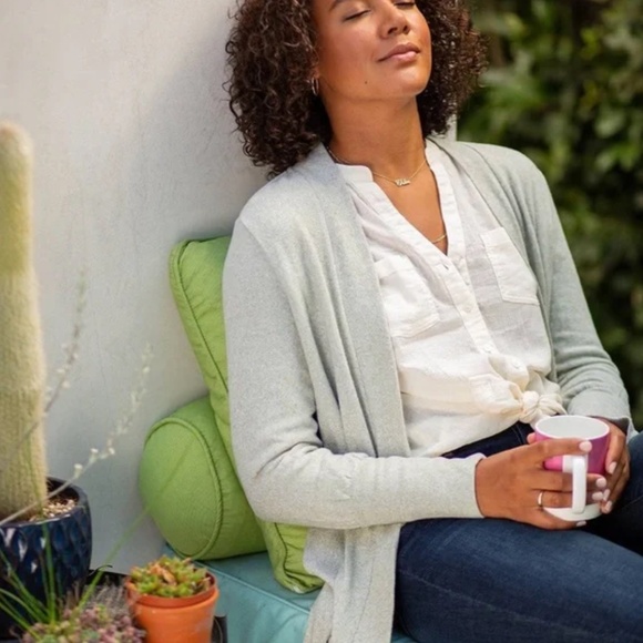 Carve Designs Sz XL Cozy Soft Open Front Cardigan Topper Pale Green Heather - Picture 4 of 11